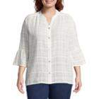 Lark Lane Must Haves Metallic Plaid Blouse- Plus