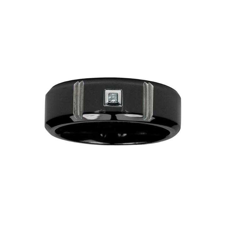 Mens Diamond Accent 7mm Black Titanium Wedding Band