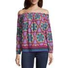 Nicole By Nicole Miller Long Sleeve Smocked Top