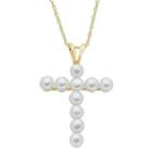 Womens Genuine White Cultured Freshwater Pearls Cross Pendant Necklace