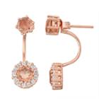 Simulated Morganite & Lab-created White Sapphire 14k Gold Over Silver Front-back Earrings