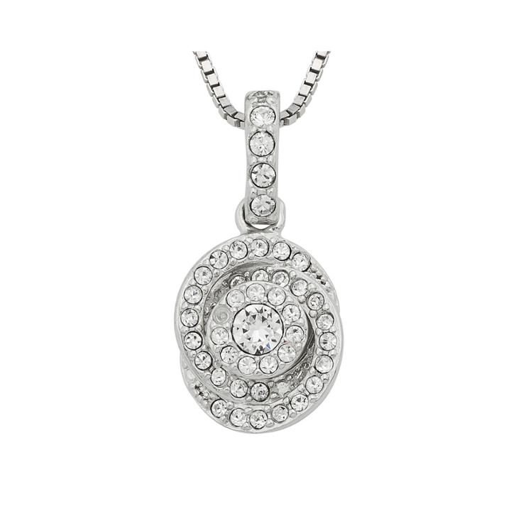 Diamond Glamour&trade; Diamond- And Crystal-accent Sterling Silver Swirl Pendant Necklace