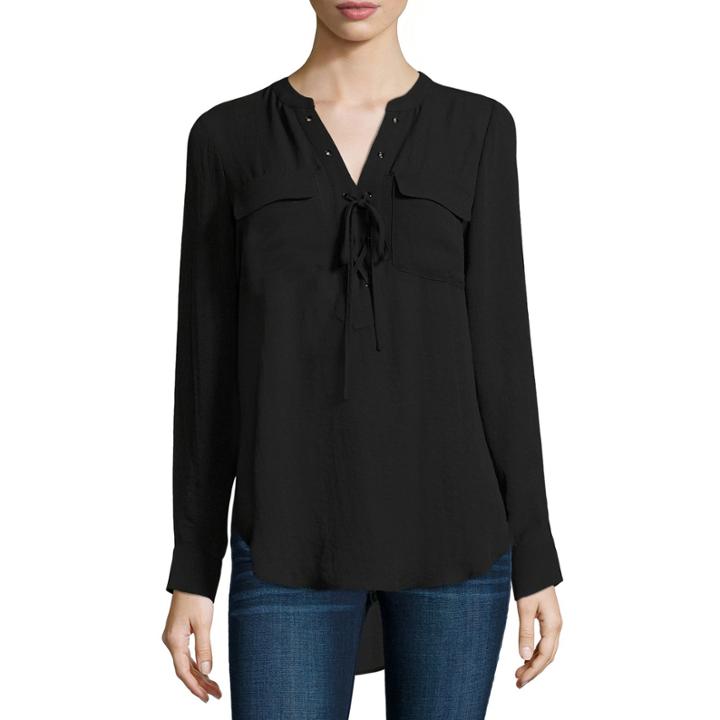 A.n.a 3/4 Sleeve Y Neck Woven Blouse-talls