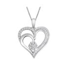 Diamond Blossom 1/4 Ct. T.w. Diamond Cluster Sterling Silver Heart Pendant Necklace
