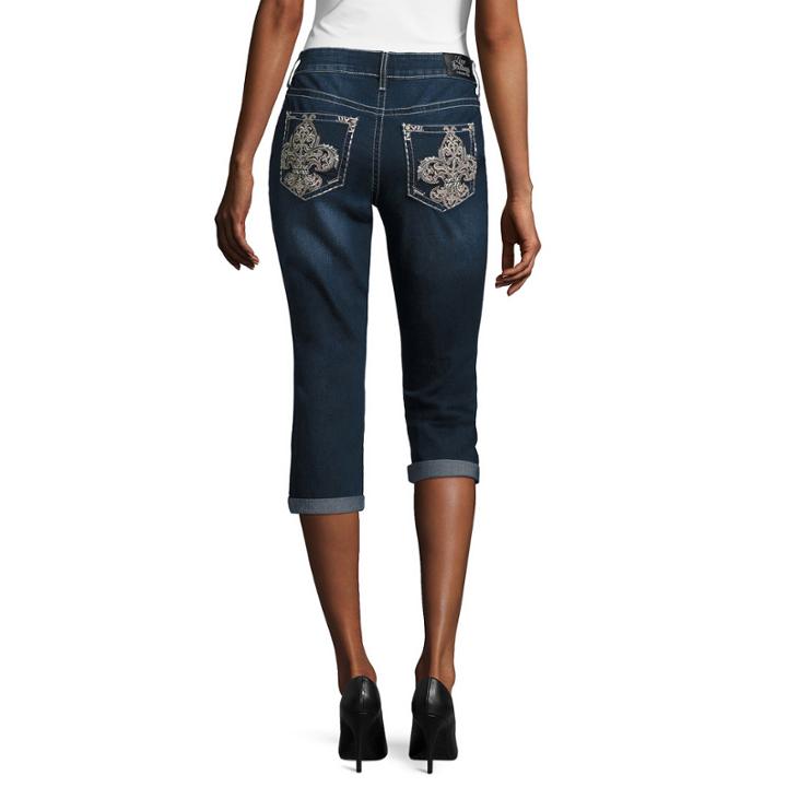 Love Indigo Fleur Des Lis Back Pocket Capris