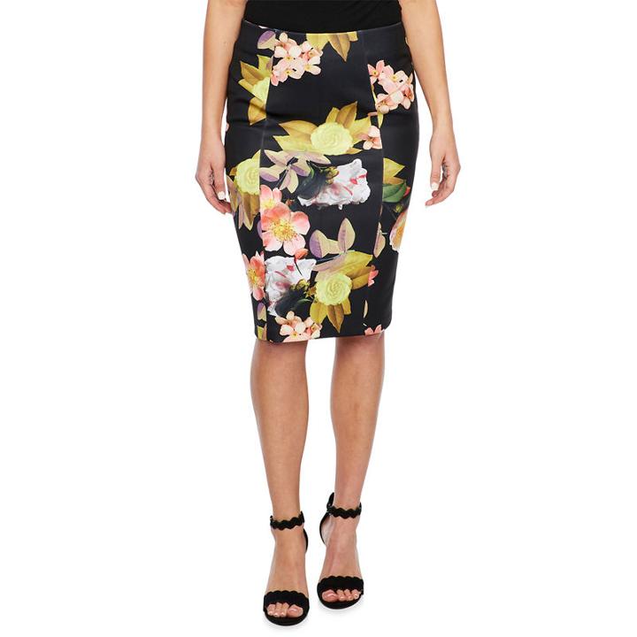 Bold Elements Floral High-waist Pencil Skirt