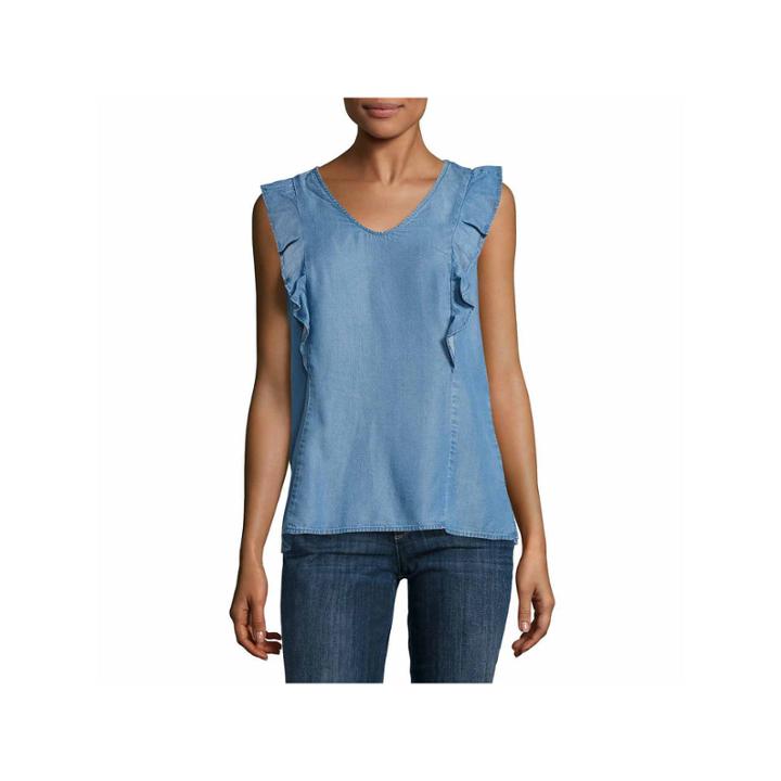 Liz Claiborne Sleeveless V Neck Woven Blouse-talls