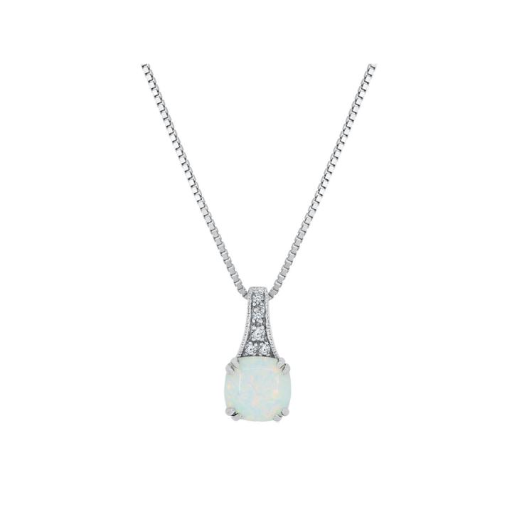 Womens Lab-created Opal & Lab-created White Sapphire Sterling Silver Pendant Necklace