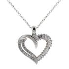 Diamonart Cubic Zirconia Sterling Silver Heart Pendant Necklace