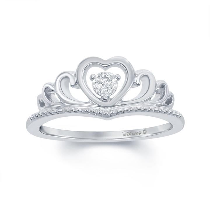 Enchanted By Disney Diamond Accent Sterling Silver Disney Princess Crown With Heart Ring