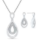 Womens 2-pack White Diamond Sterling Silver Jewelry Set
