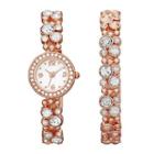 Womens Crystal-bubble Watch And Bracelet Set