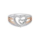 Forevermine 1/5 Ct. T.w. Diamond Two-tone Double-heart Ring
