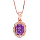 Womens Diamond Accent Purple Amethyst Pendant Necklace