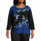 Alfred Dunner Upper East Side Floral Sweater- Plus