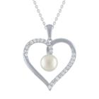 Womens Genuine White Heart Pendant Necklace