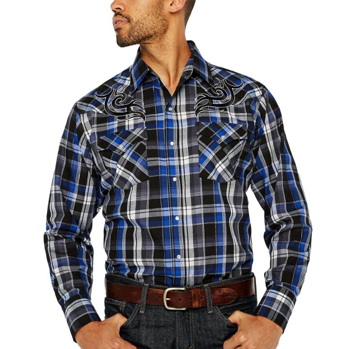 Ely Cattleman Long Sleeve Snap Embroidered Yoke Western Workwear