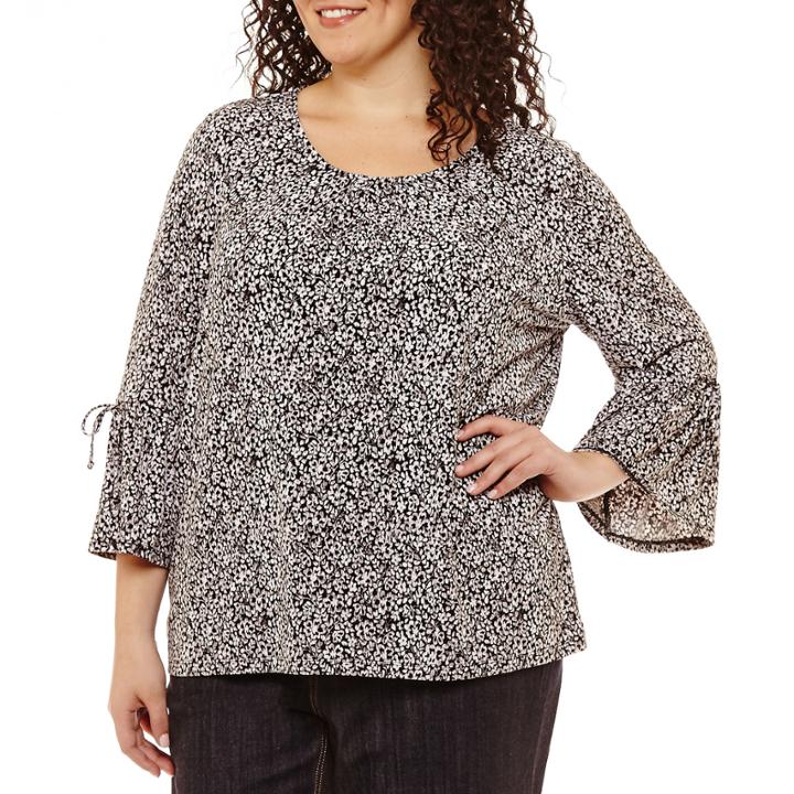 Liz Claiborne Bell Tie Sleeve Top- Plus