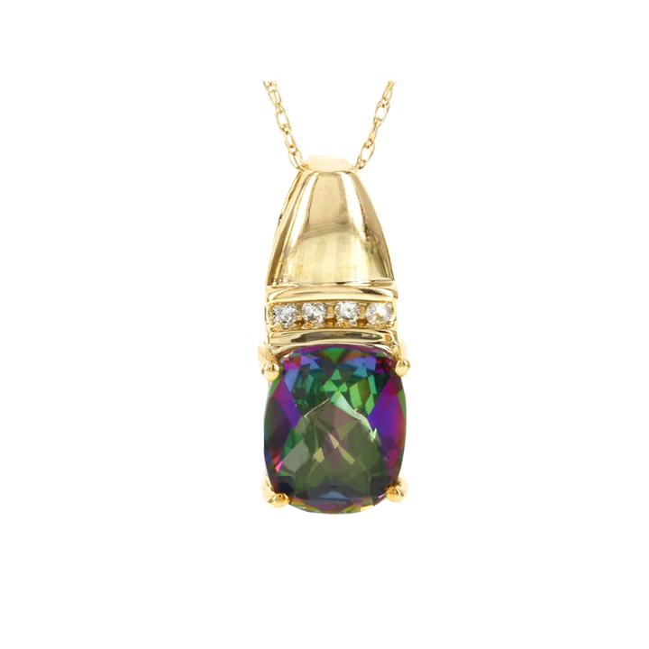 10k Yellow Gold Genuine Mystic Fire Cushion-cut Topaz Diamond-accent Necklace