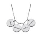 Personalized Sterling Silver Mini Engraved Name Four Disc Pendant Necklace