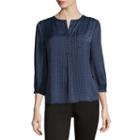 Liz Claiborne 3/4 Sleeve Cut Away Popover - Tall