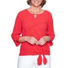 Alfred Dunner Barcelona 3/4 Sleeve Scoop Neck Gauze Blouse