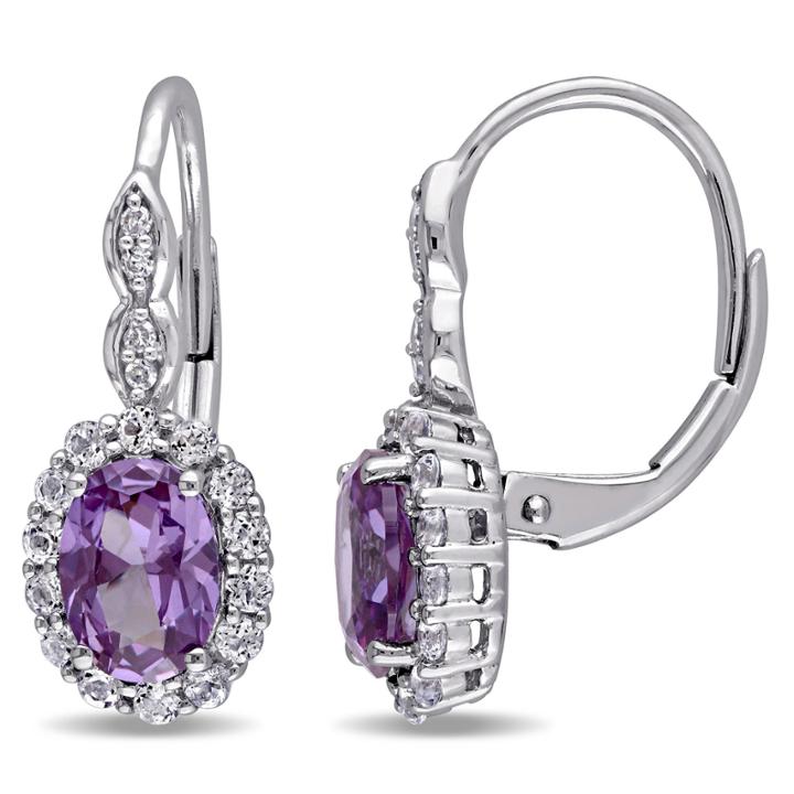 Diamond Accent Purple Alexandrite 14k Gold Drop Earrings