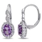 Diamond Accent Purple Alexandrite 14k Gold Drop Earrings