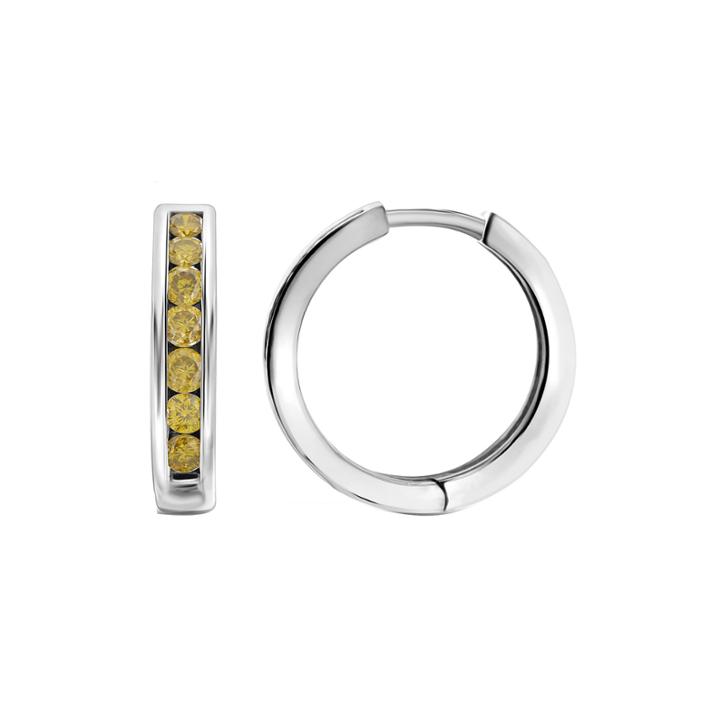1 Ct. T.w. Color-enhanced Yellow Diamond Sterling Silver Hoop Earrings