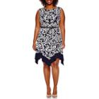 Tiana B. Sleeveless Belted Handkerchief Fit-and-flare Dress - Plus
