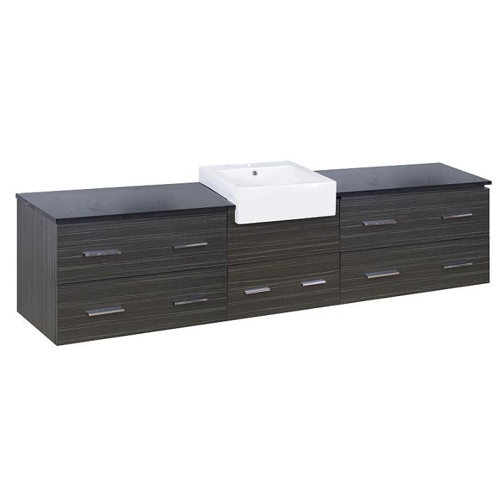 96.25-in. W Wall Mount Dawn Grey Vanity Set For 1hole Drilling Black Galaxy Top