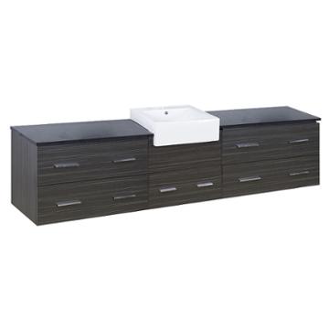 96.25-in. W Wall Mount Dawn Grey Vanity Set For 1hole Drilling Black Galaxy Top