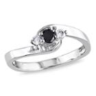 Womens 1/4 Ct. T.w. Color Enhanced Round Black Diamond Sterling Silver Engagement Ring