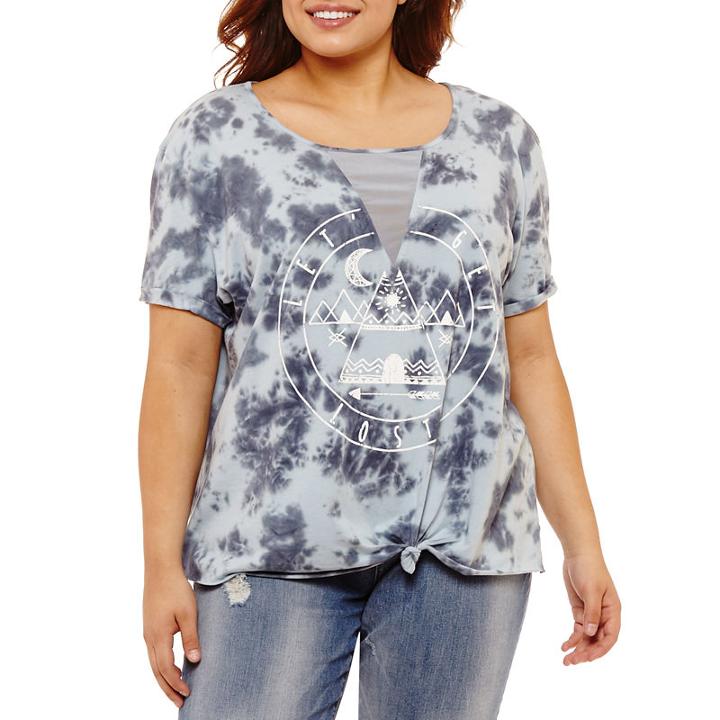 Tie Front Washed Tee - Juniors Plus