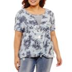 Tie Front Washed Tee - Juniors Plus