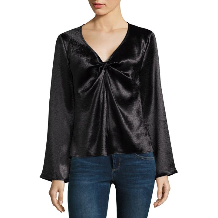 Belle + Sky Long Sleeve Satin Twist Front Top