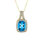 Womens Genuine Blue Blue Topaz 10k Gold Pendant Necklace