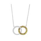 Genuine Citrine Interlocking Double-circle Sterling Silver Necklace