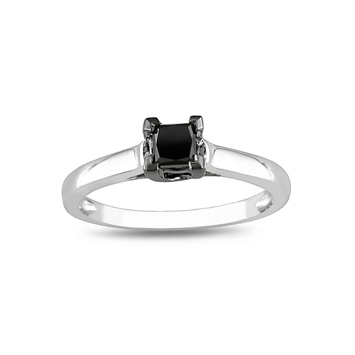 1/2 Ct. Princess Solitaire Black Diamond Ring