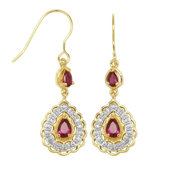 Sparkle Allure Red Ruby Drop Earrings