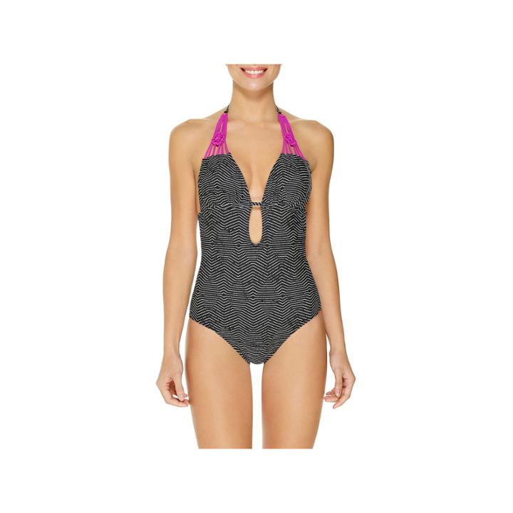 Ambrielle Geo Linear One Piece Swimsuit