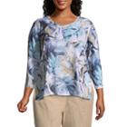 Alfred Dunner Blues Traveler Tropical Tee- Plus