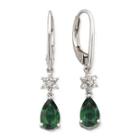 Lab Created Emerald & White Sapphire Drop Earrings