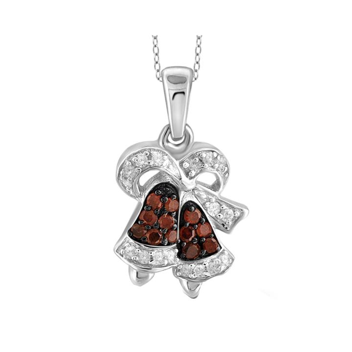 1/10 Ct. T.w. White & Color-enhanced Red Diamond Sterling Silver Pendant