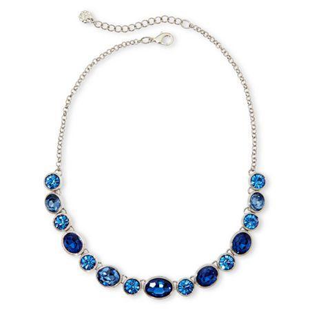 Monet Silver-tone Blue Stones Collar Necklace