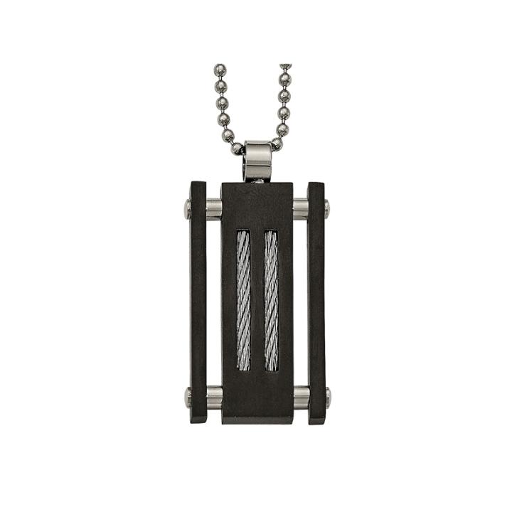 Mens Stainless Steel & Black Ion-plated Pendant