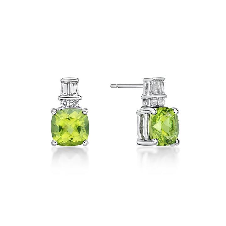 Genuine Green Peridot 11mm Stud Earrings
