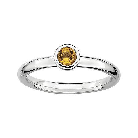 Personally Stackable 4mm Round Genuine Citrine Ring