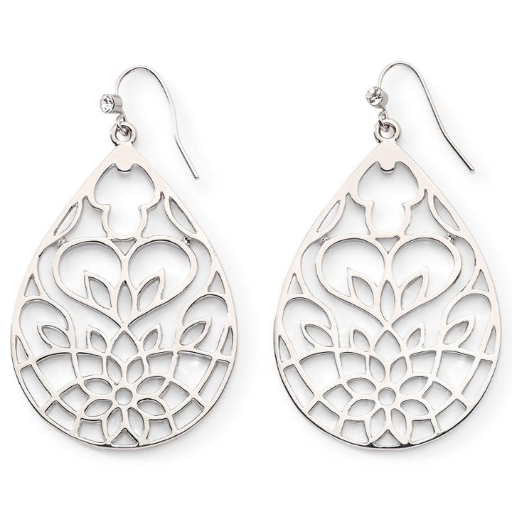 Open Work Flower Drop Earrings