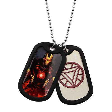 Marvel Iron Man Mens Stainless Steel Double Dog Tag Pendant Necklace